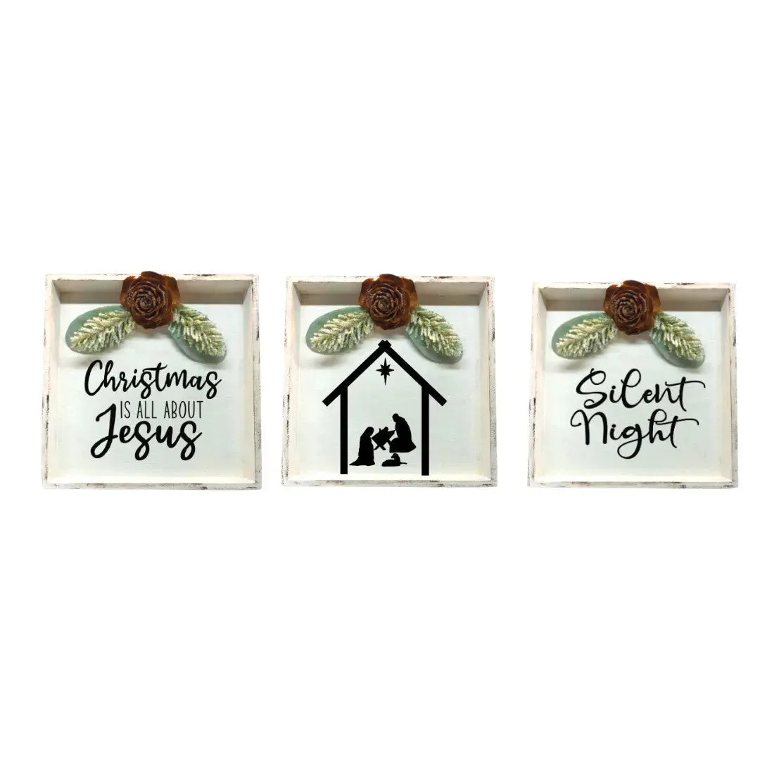 Christmas Frame Trio Festive Standing Frames handmade by Handmade by Pat