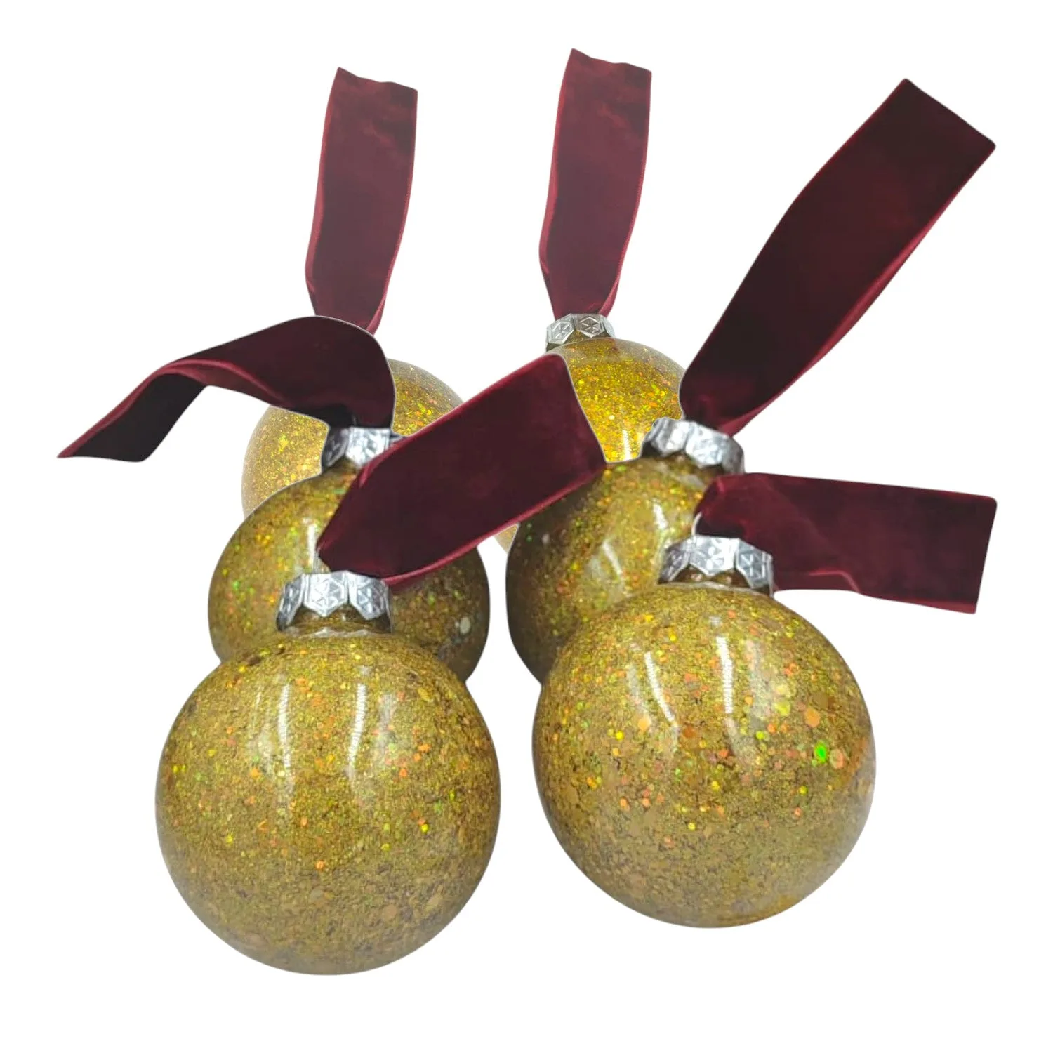 Gold Glitter Bauble — Velvet Loop Accent handmade by Handmade by Pat