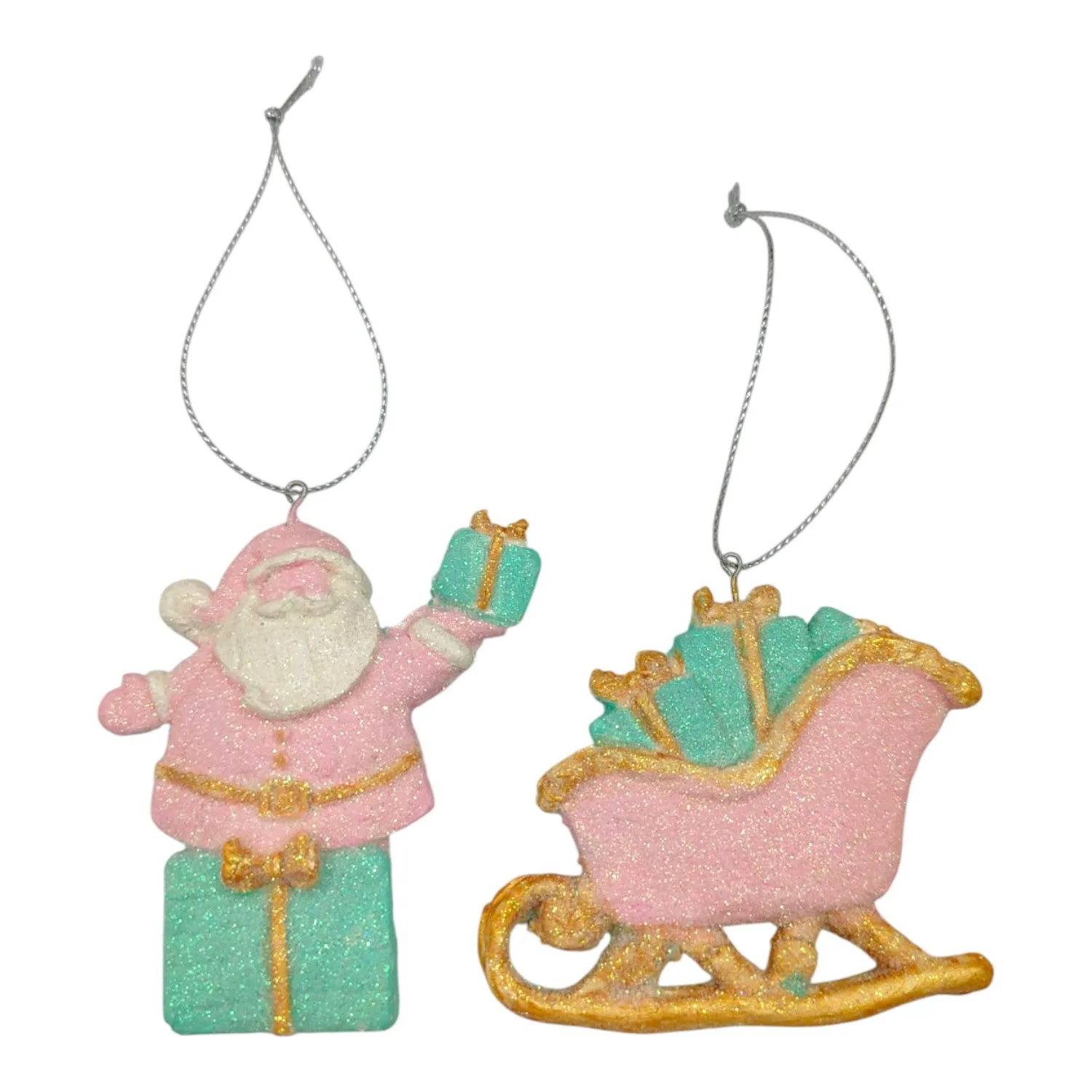 Santa Sleigh Tree Ornament Holiday Decoration handmade by Sarah Makes