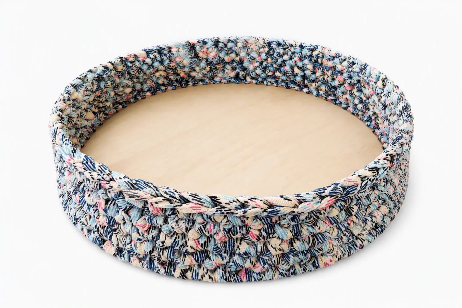 Handcrafted Crochet Home Organising Tray (Flower Sea Blue) handmade by Imperfection