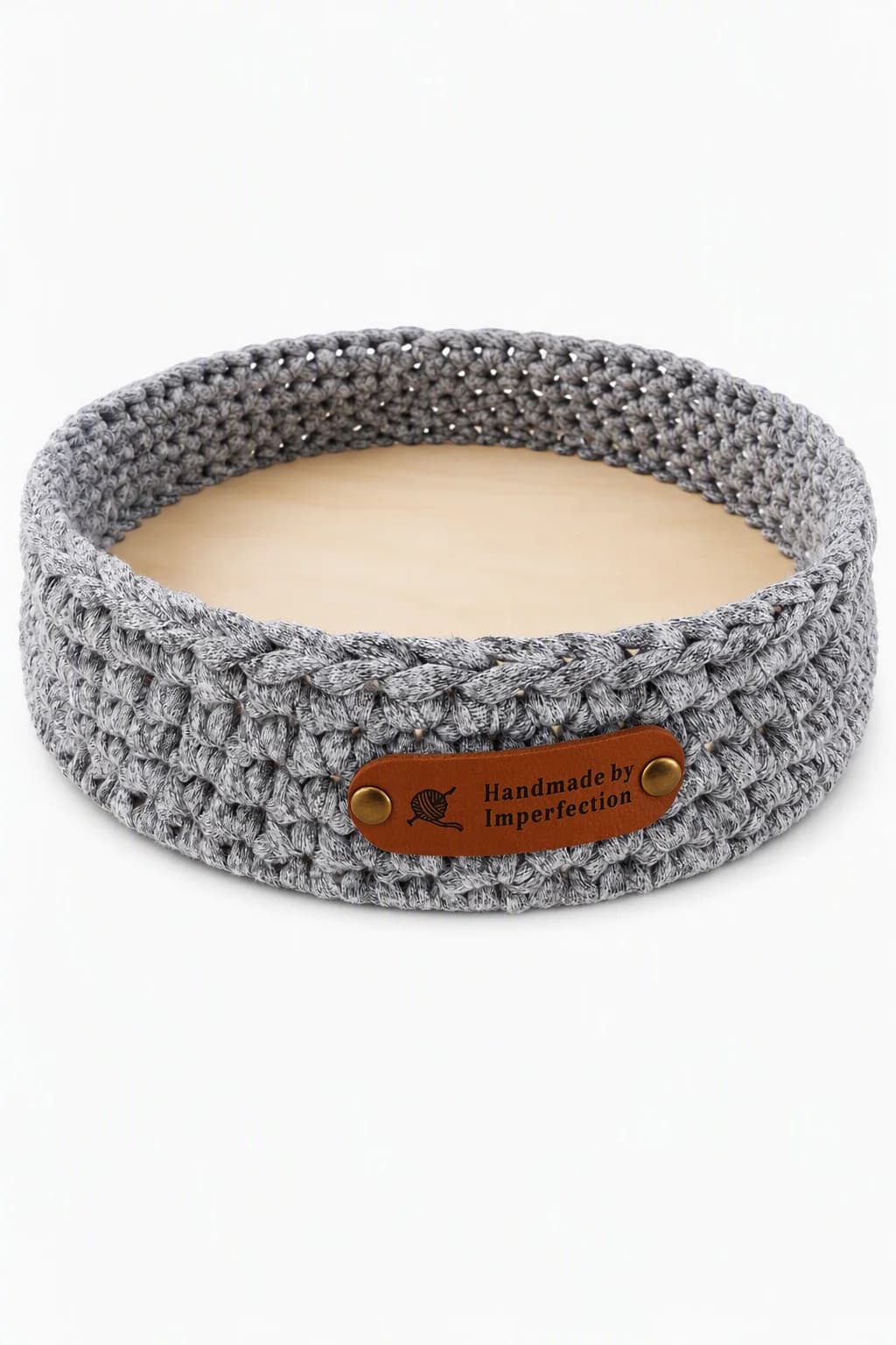 Handcrafted Crochet Home Organising Tray (Grey) handmade by Imperfection