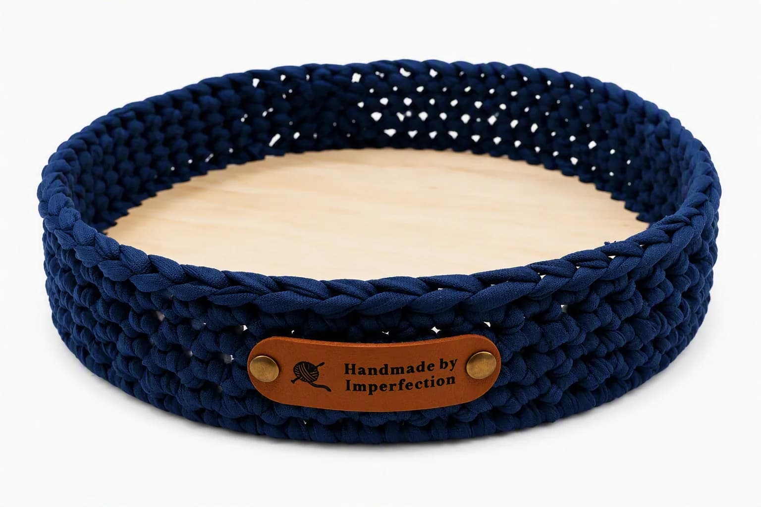 Handcrafted Crochet Home Organising Tray (Navy Blue) handmade by Imperfection