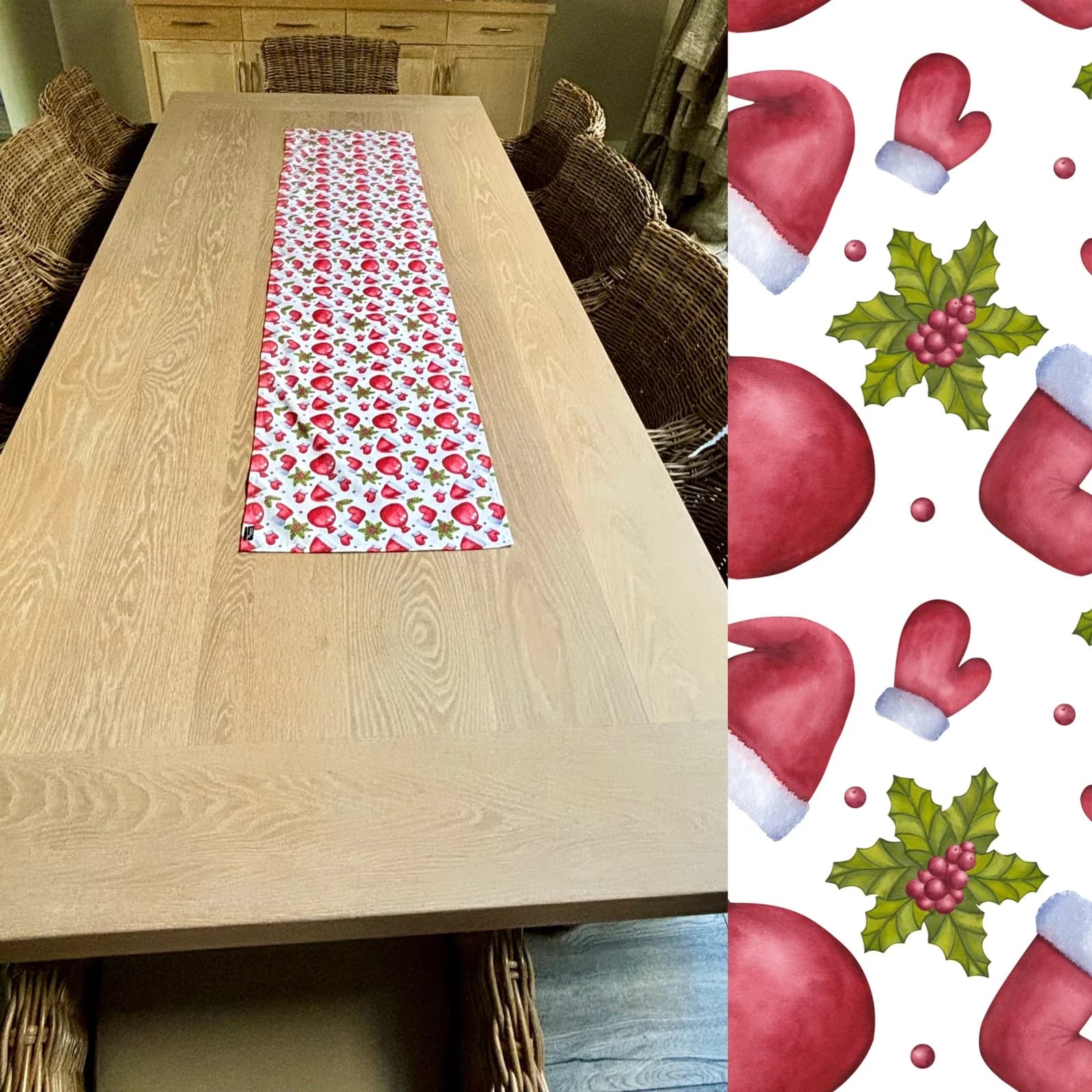 Table Runner Christmas Stockings & Hats handmade by Tantalizing Tableware