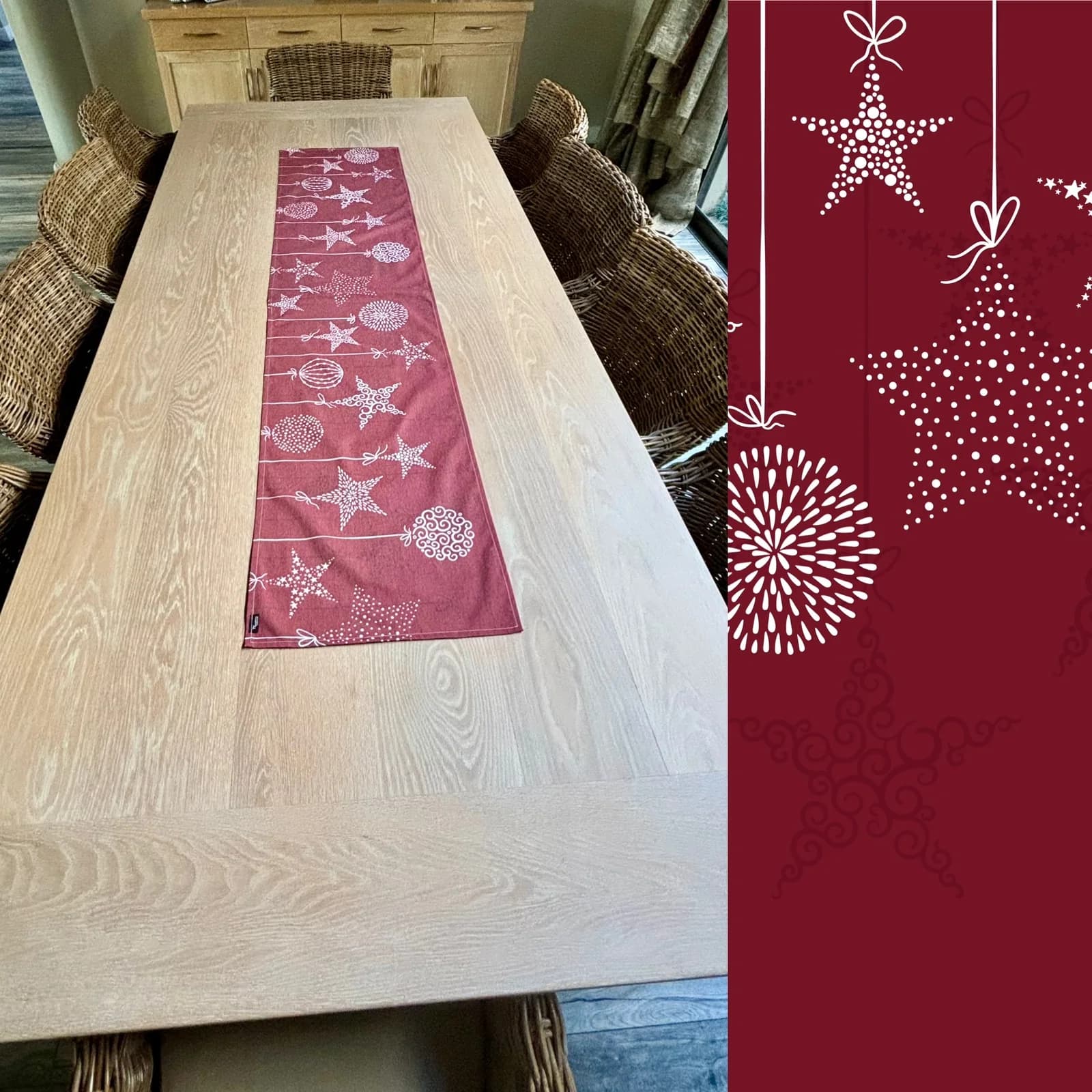 Table Runner Red Stars handmade by Tantalizing Tableware