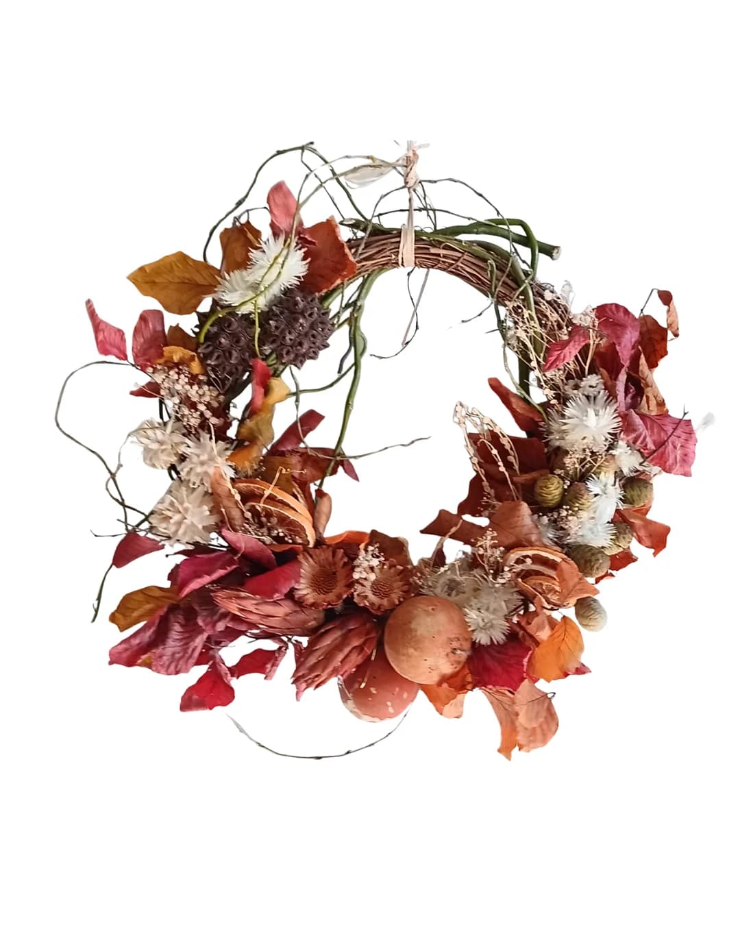 Handmade wreaths with dried or preserved flowers and foliage handmade by Botanical Keepsake Creations