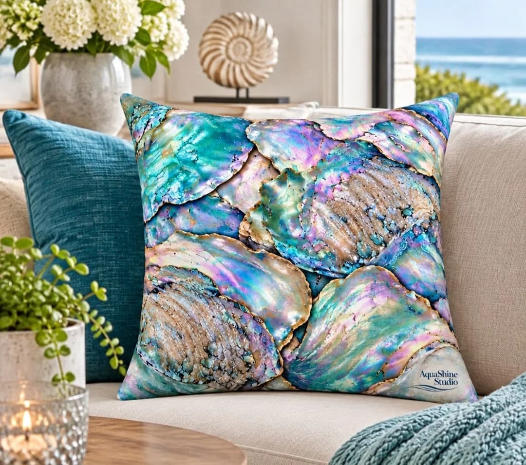 Pearlescent Mosaic 45cm x 45cm Scatter Cushion handmade by AquaShine Studio & Interiors